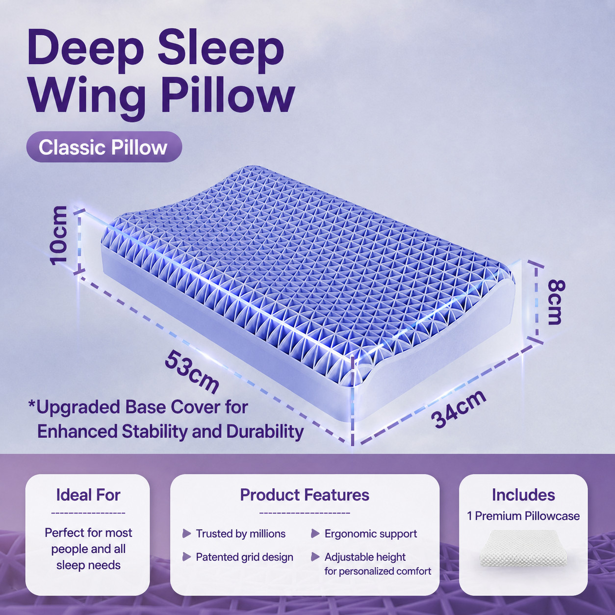 Men's TPE Grid Sleep Pillow