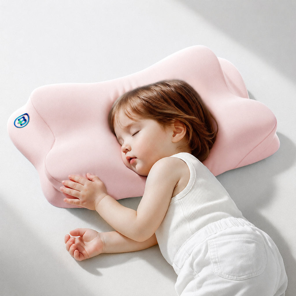Kids Growth Support Pillow for Sleep Comfort, Nebula Blue/Satin Pink
