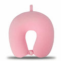 Memory Foam Cotton U-Shaped Travel Cervical Pillow for Neck Support, Pink/Blue