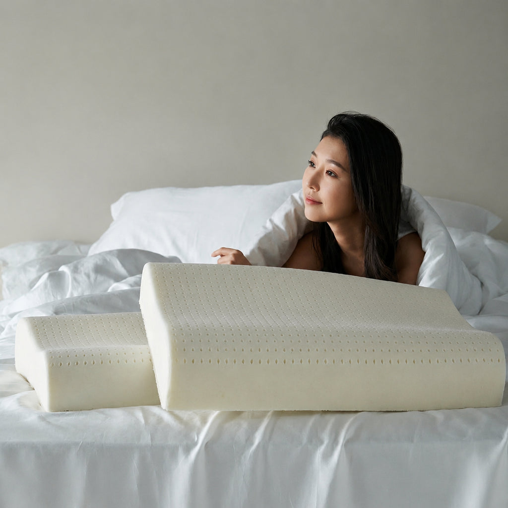 Dual-Pack Latex Antibacterial Pillow for Sleep Comfort, Medium/High