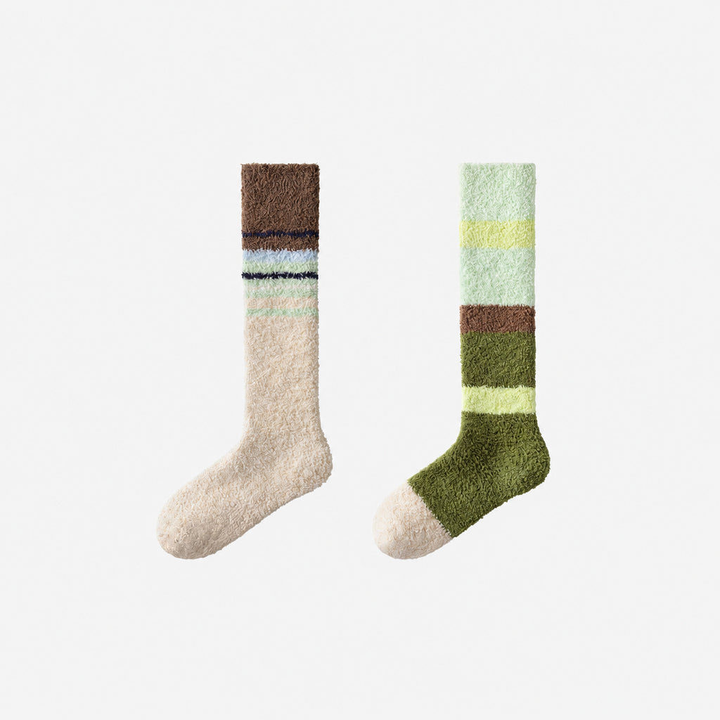 Heated Lock-In Warmth Fuzzy Calf Sleep Socks with Non‑Slip Grips, Multiple Options