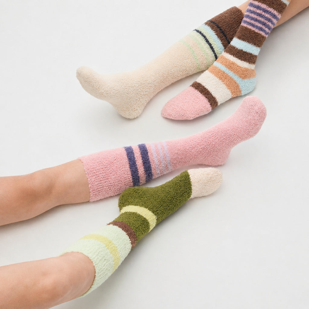Heated Lock-In Warmth Fuzzy Calf Sleep Socks with Non‑Slip Grips, Multiple Options