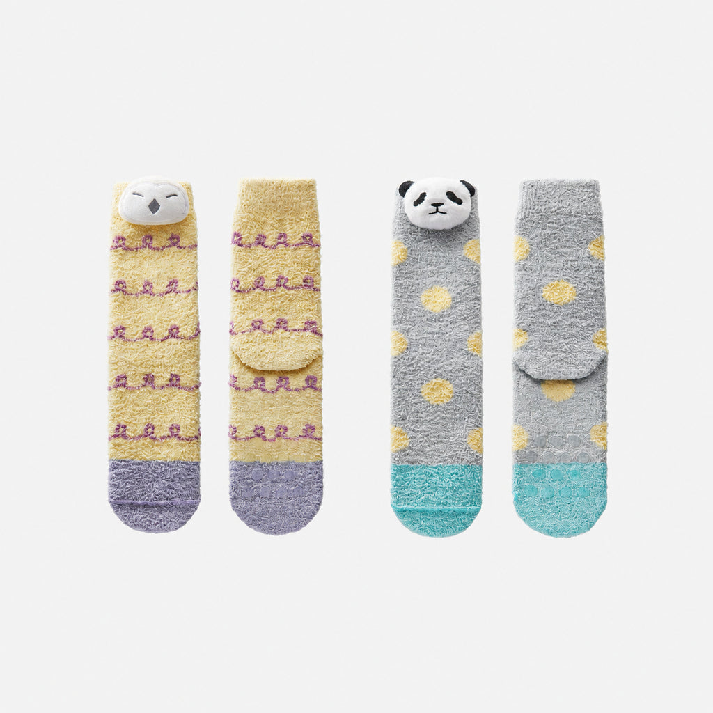 Heated Ultra‑Cozy Heat‑Lock Fleece Floor Socks with 3D Animal Cuffs, Multiple Colors, One Size 34-39