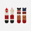 Heated Heat‑Lock Bear Fleece Holiday Sleep Socks with Anti‑Slip Grips, Santa A+B/Gingerbread A+B/Christmas Tree A+B, One Size (34-39)