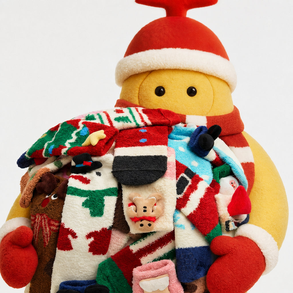 Heated Heat‑Lock Bear Fleece Holiday Sleep Socks with Anti‑Slip Grips, Santa A+B/Gingerbread A+B/Christmas Tree A+B, One Size (34-39)
