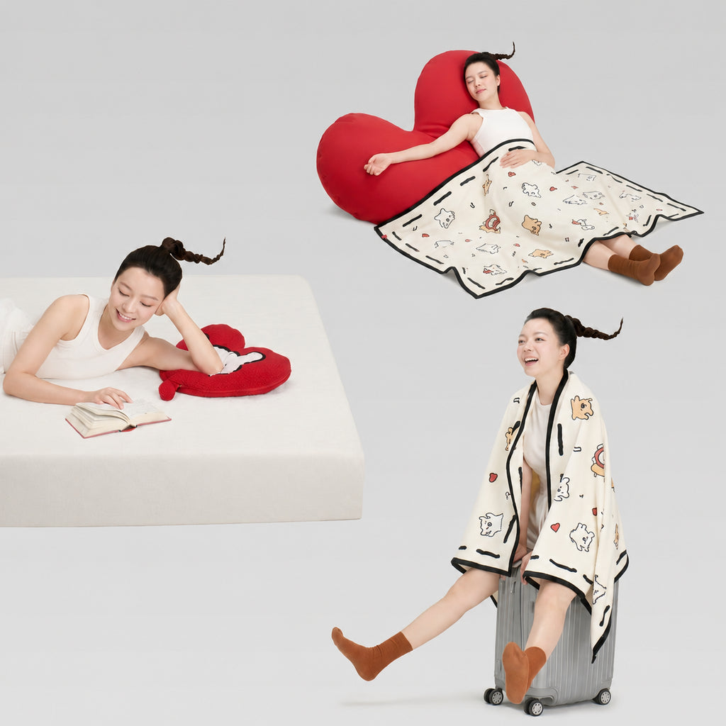 Heated Cuddle-Soft Line Pup Fleece Throw for Naps, Travel & Cozy Gifting Pillow, Multiple Options
