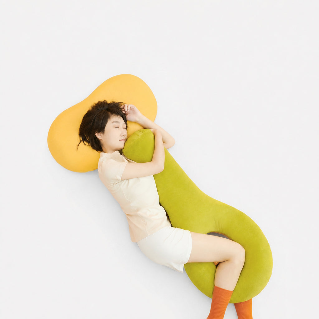 Heated Knee Cradle Hug Pillow for Side Sleeping, Green, 17.3"x40.6"