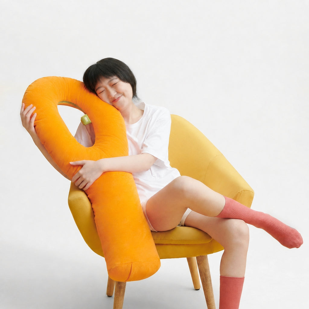 Heated Knee Cradle Hug Pillow for Side Sleeping, Green, 17.3"x40.6"
