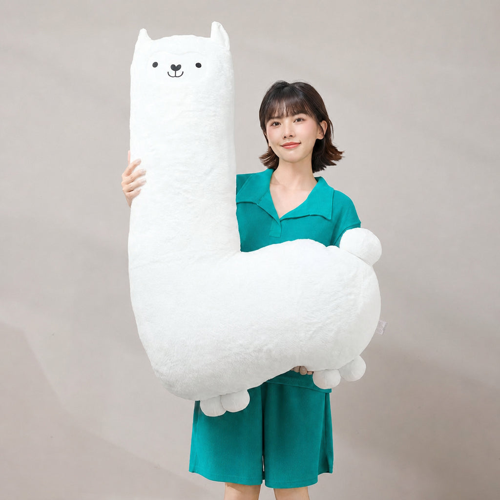 Cooling Llama Hug Side-Sleep Pillow for Side Sleeping, White/Pink