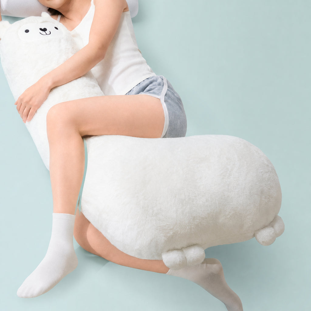 Cooling Llama Hug Side-Sleep Pillow for Side Sleeping, White/Pink
