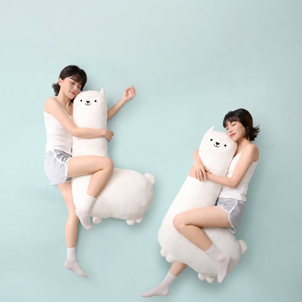Cooling Llama Hug Side-Sleep Pillow for Side Sleeping, White/Pink