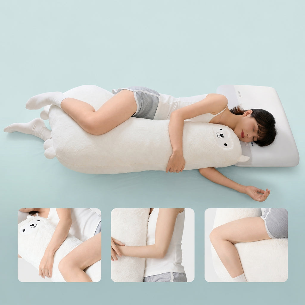 Cooling Llama Hug Side-Sleep Pillow for Side Sleeping, White/Pink