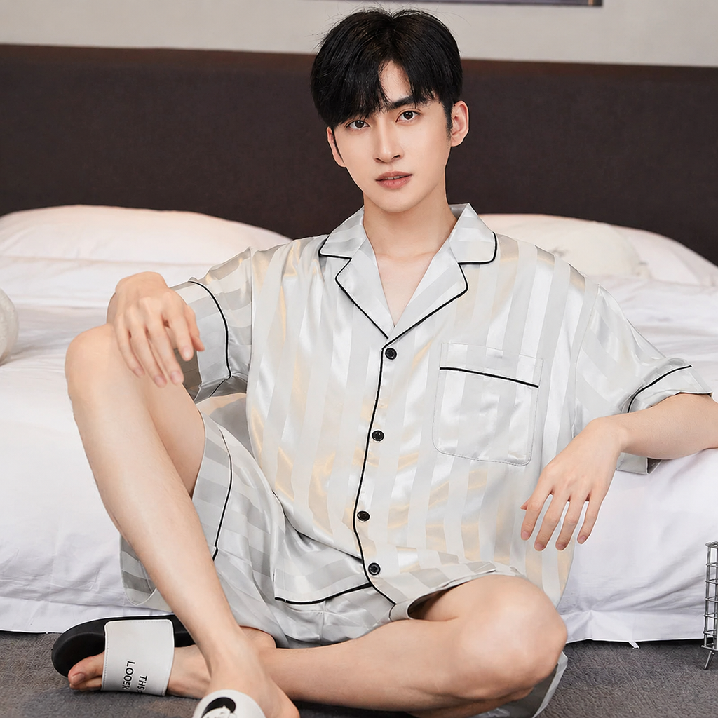 Cooling CoolTouch Ice-Silk Pajama Set for Home and Sleep, Multiple Colors, L/XL/2XL/3XL