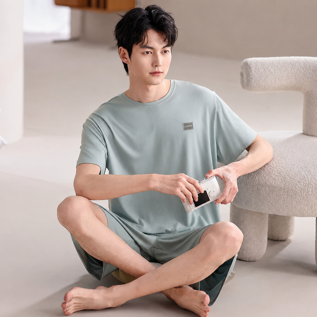 Cooling Men's Ice-Silk Lounge Set for Home and Sleep, Multiple Colors, Multiple Sizes
