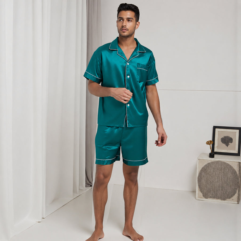 Silk Men's Satin Collar Lounge Set for Home and Sleep, Multiple Colors, M/L/XL/XXL