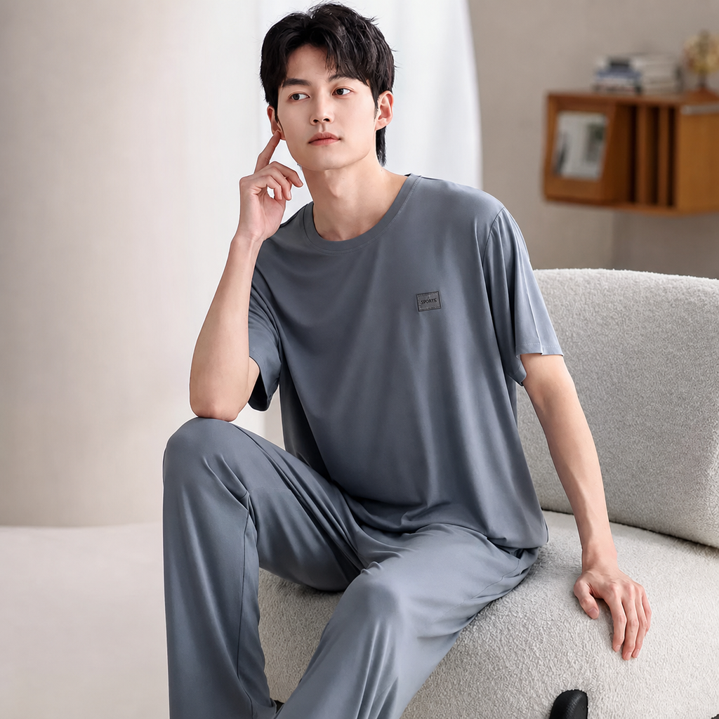 Cooling Men's Ice-Silk Lounge Set for Home and Sleep, Multiple Colors, Multiple Sizes
