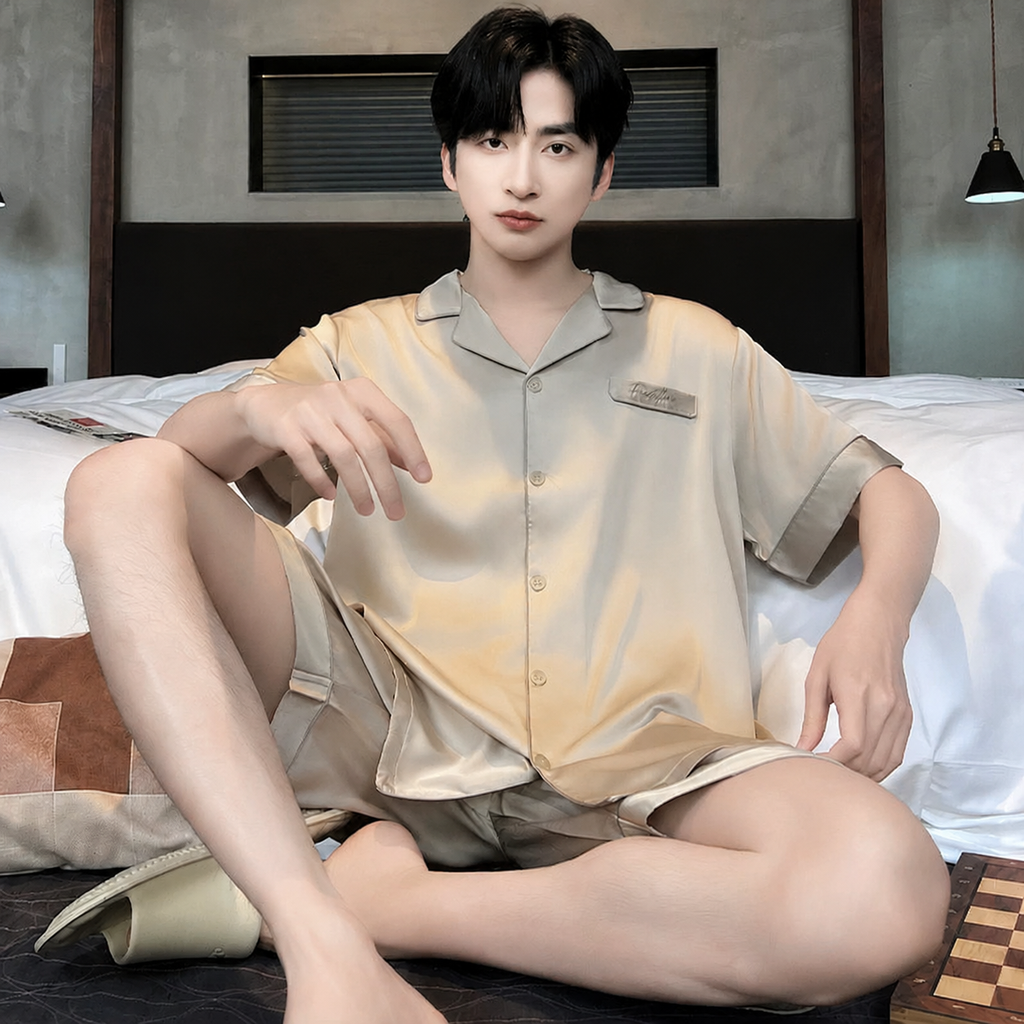 Cooling CoolTouch Ice-Silk Pajama Set for Home and Sleep, Multiple Colors, L/XL/2XL/3XL