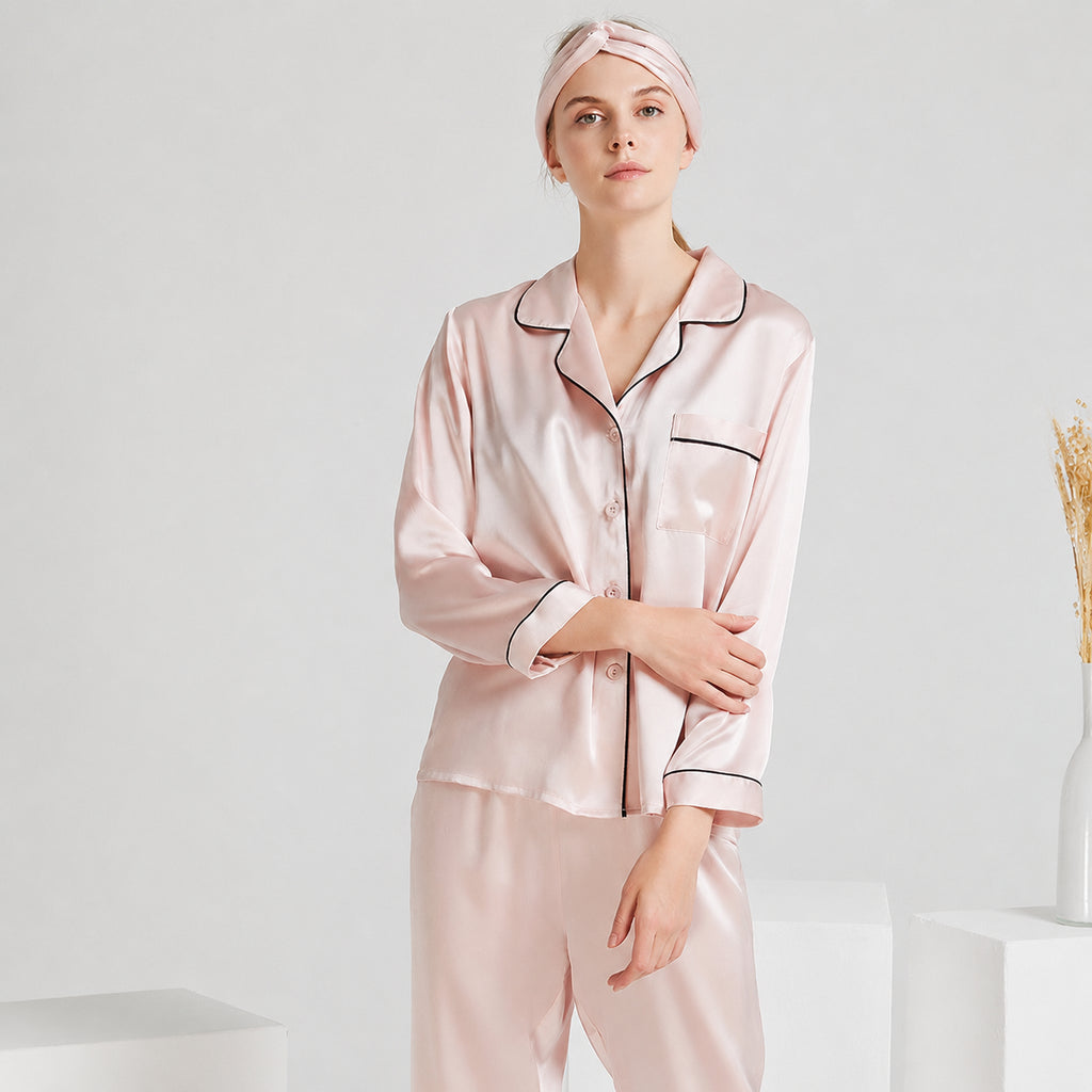 Cooling Mulberry Silk Pajama Set for Home and Sleep, Multiple Colors, M/L/XL/XXL
