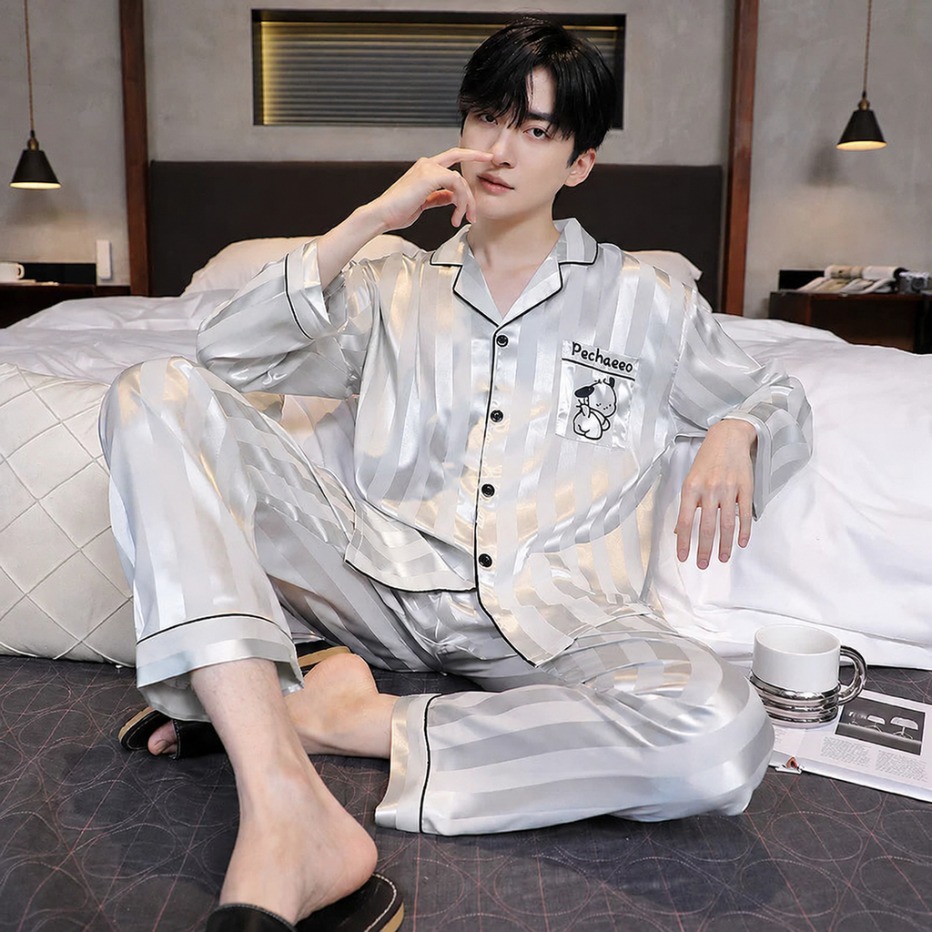 Cooling CoolTouch Ice-Silk Pajama Set for Home and Sleep, Multiple Colors, L/XL/2XL/3XL