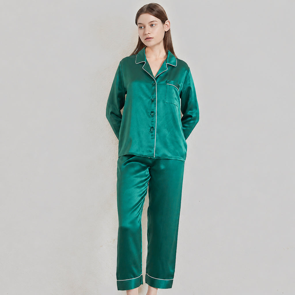 Cooling Mulberry Silk Pajama Set for Home and Sleep, Multiple Colors, M/L/XL/XXL