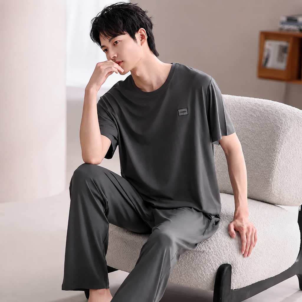 Cooling Men's Ice-Silk Lounge Set for Home and Sleep, Multiple Colors, Multiple Sizes