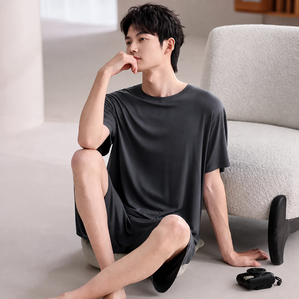 Cooling Men's Ice-Silk Lounge Set for Home and Sleep, Multiple Colors, Multiple Sizes