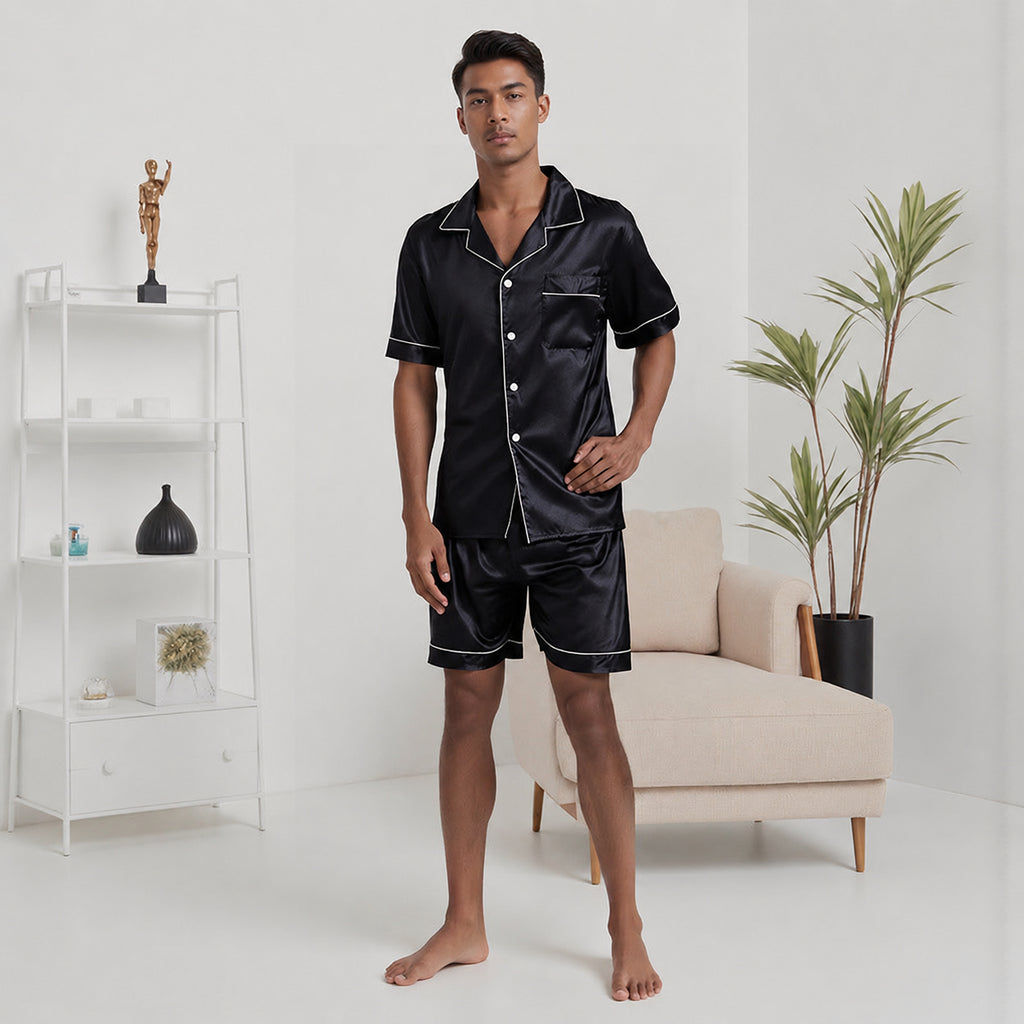 Silk Men's Satin Collar Lounge Set for Home and Sleep, Multiple Colors, M/L/XL/XXL