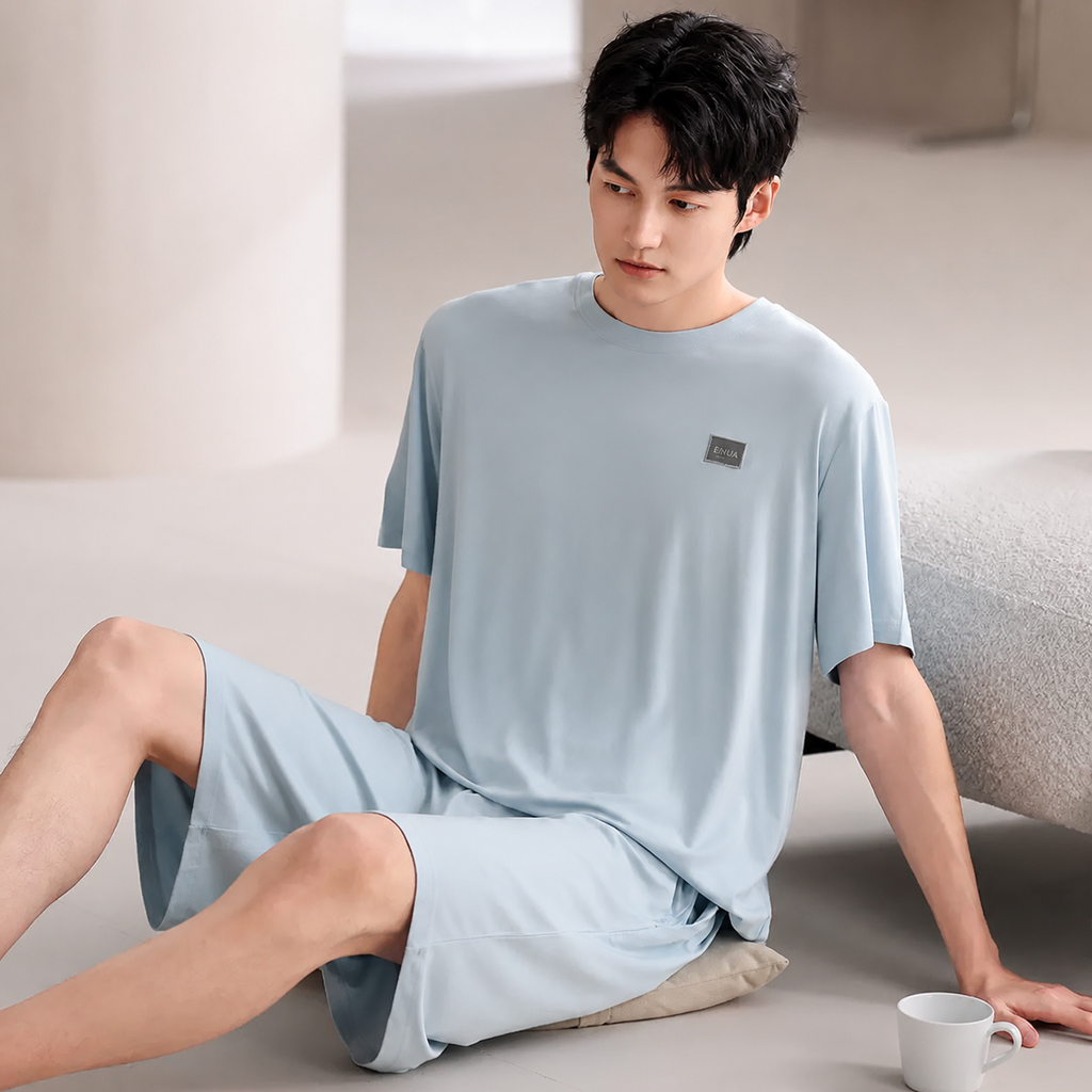 Cooling Men's Ice-Silk Lounge Set for Home and Sleep, Multiple Colors, Multiple Sizes