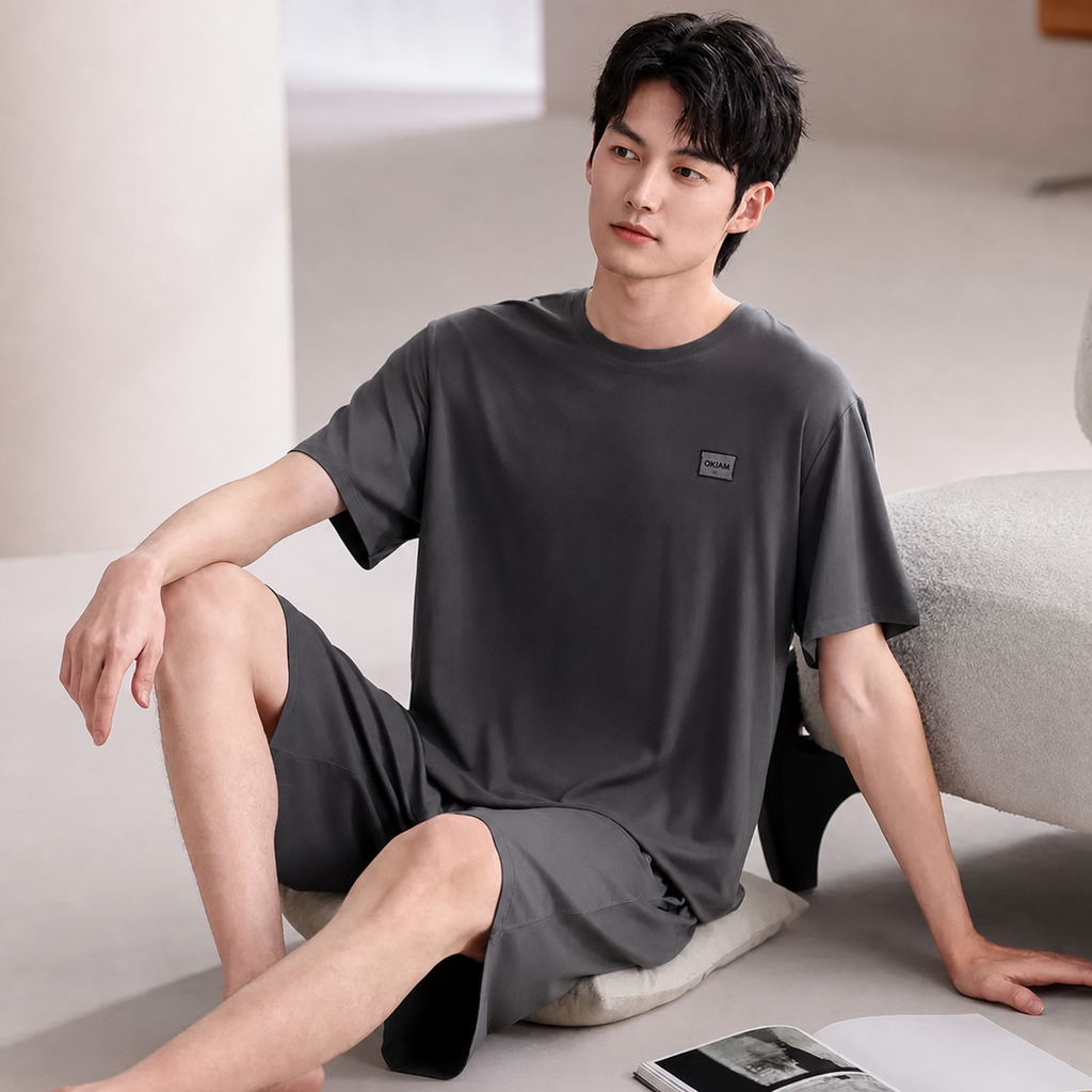 Cooling Men's Ice-Silk Lounge Set for Home and Sleep, Multiple Colors, Multiple Sizes