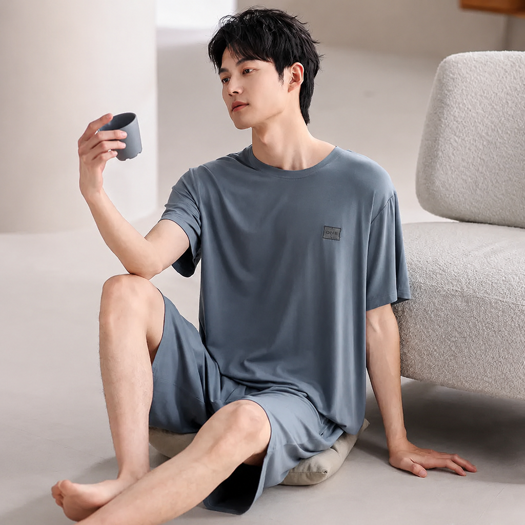 Cooling Men's Ice-Silk Lounge Set for Home and Sleep, Multiple Colors, Multiple Sizes