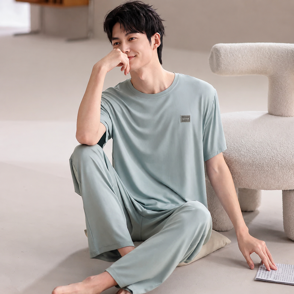 Cooling Men's Ice-Silk Lounge Set for Home and Sleep, Multiple Colors, Multiple Sizes