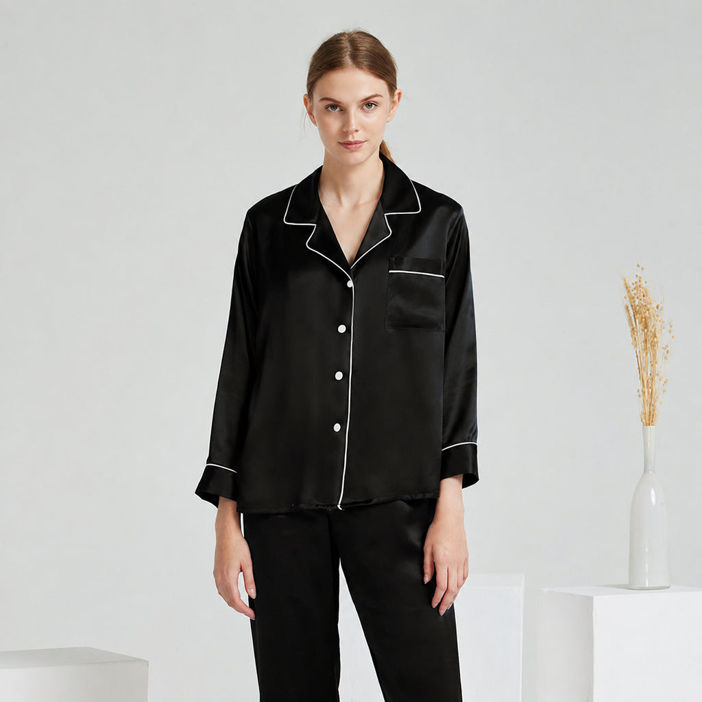 Cooling Mulberry Silk Pajama Set for Home and Sleep, Multiple Colors, M/L/XL/XXL