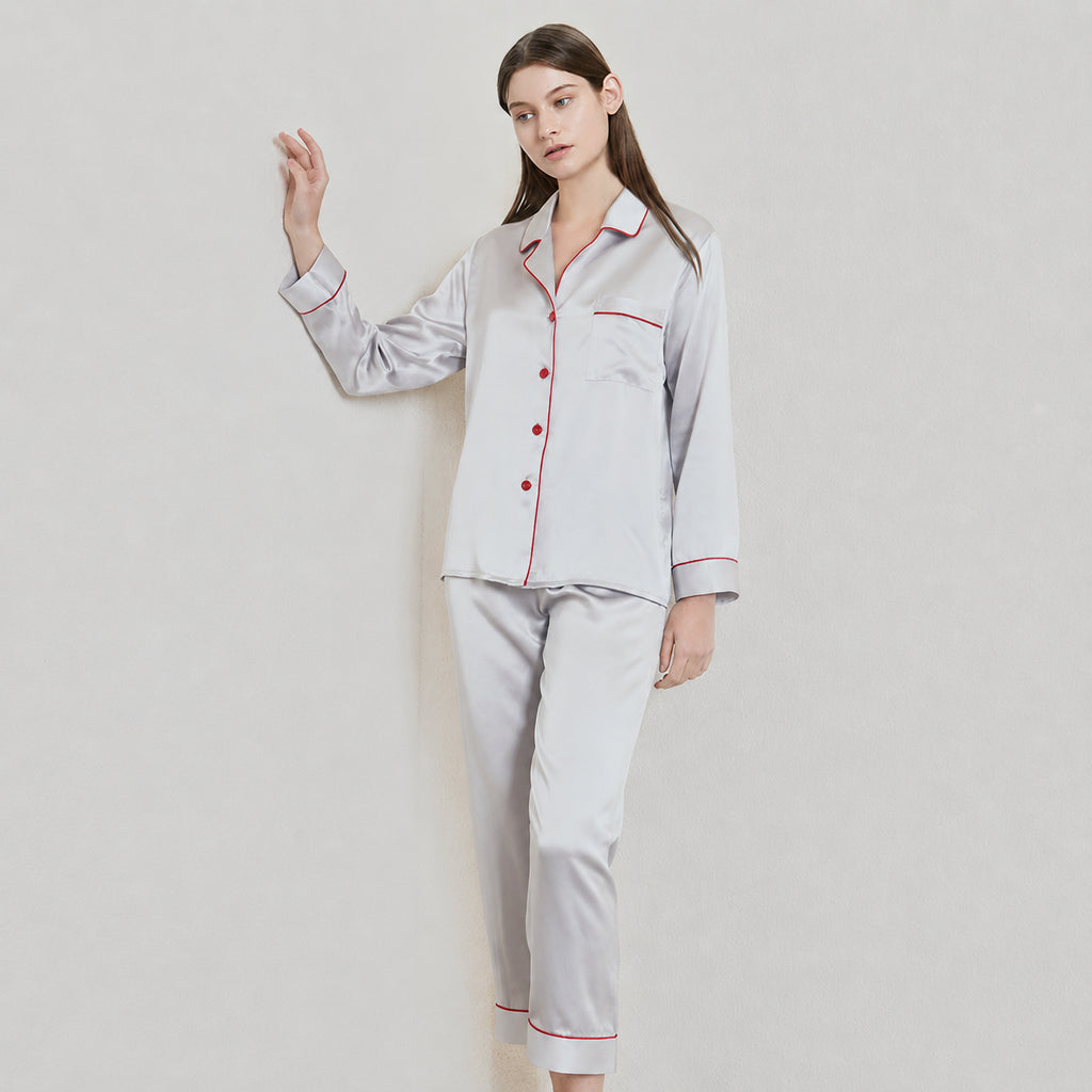 Cooling Mulberry Silk Pajama Set for Home and Sleep, Multiple Colors, M/L/XL/XXL
