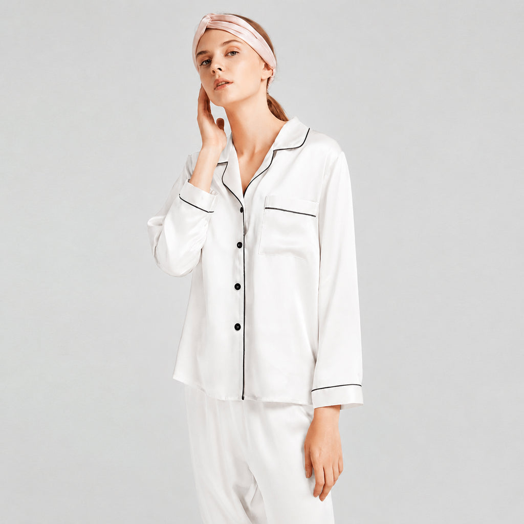 Cooling Mulberry Silk Pajama Set for Home and Sleep, Multiple Colors, M/L/XL/XXL
