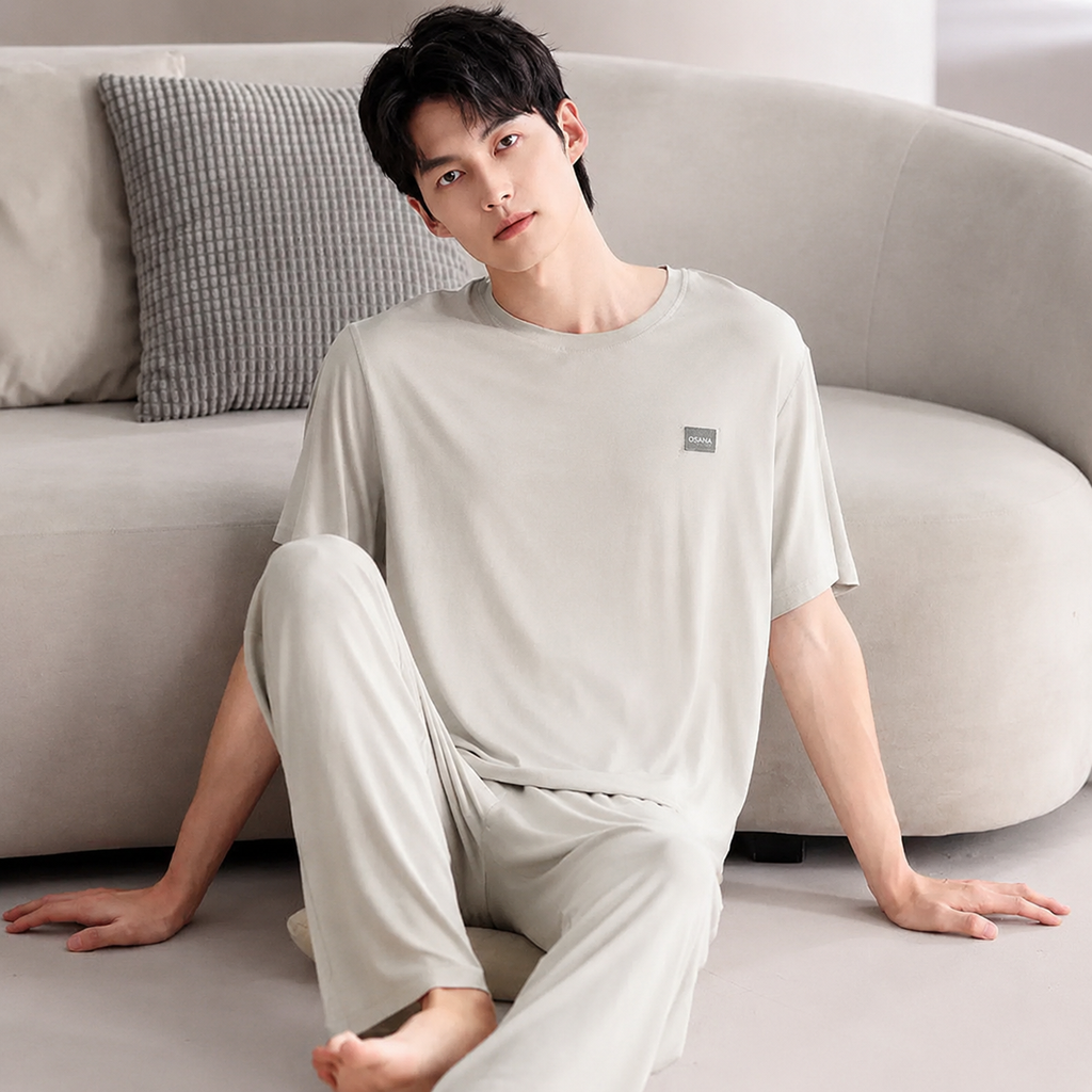 Cooling Men's Ice-Silk Lounge Set for Home and Sleep, Multiple Colors, Multiple Sizes