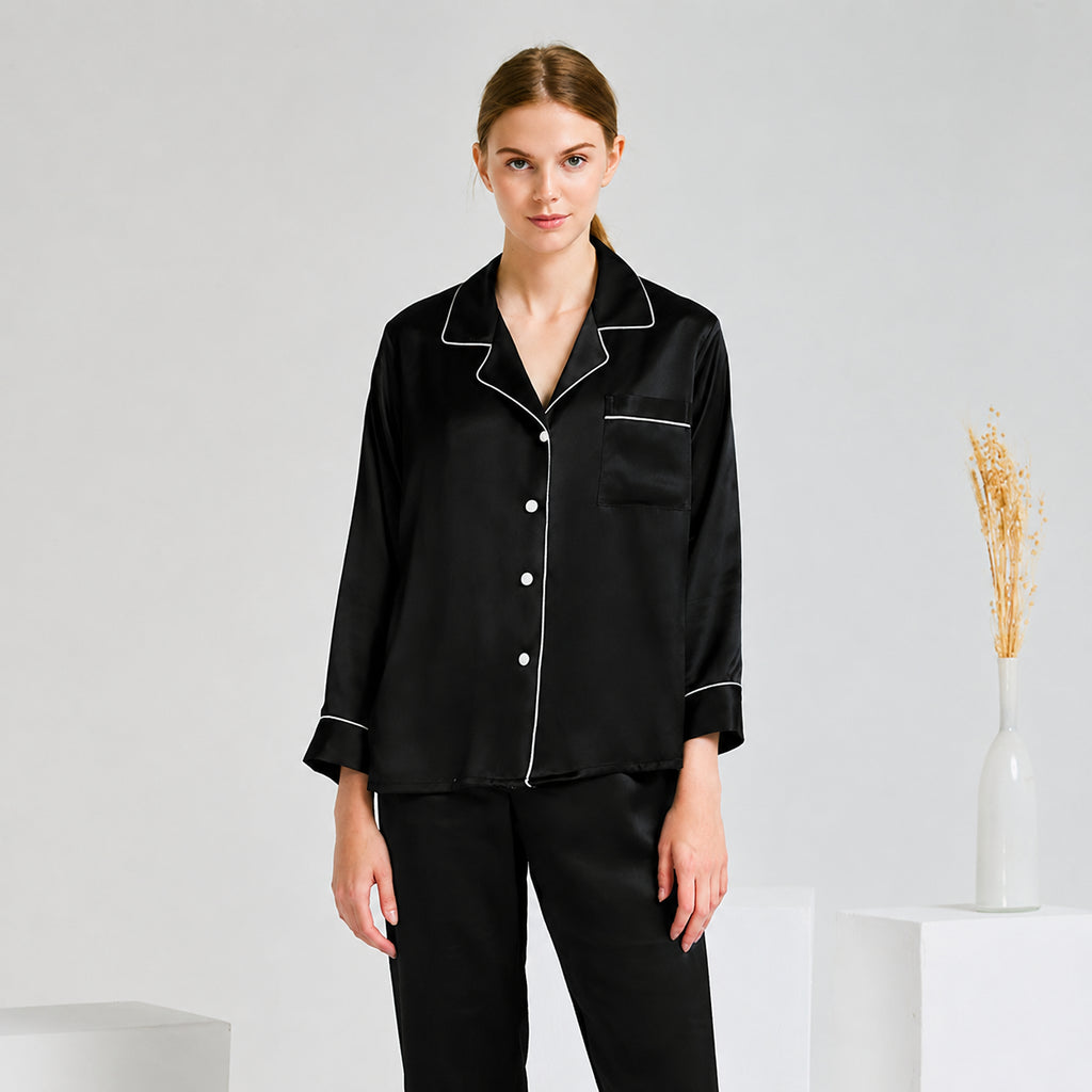 Cooling Mulberry Silk Pajama Set for Home and Sleep, Multiple Colors, M/L/XL/XXL