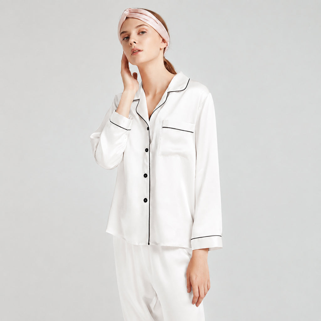 Cooling Mulberry Silk Pajama Set for Home and Sleep, Multiple Colors, M/L/XL/XXL