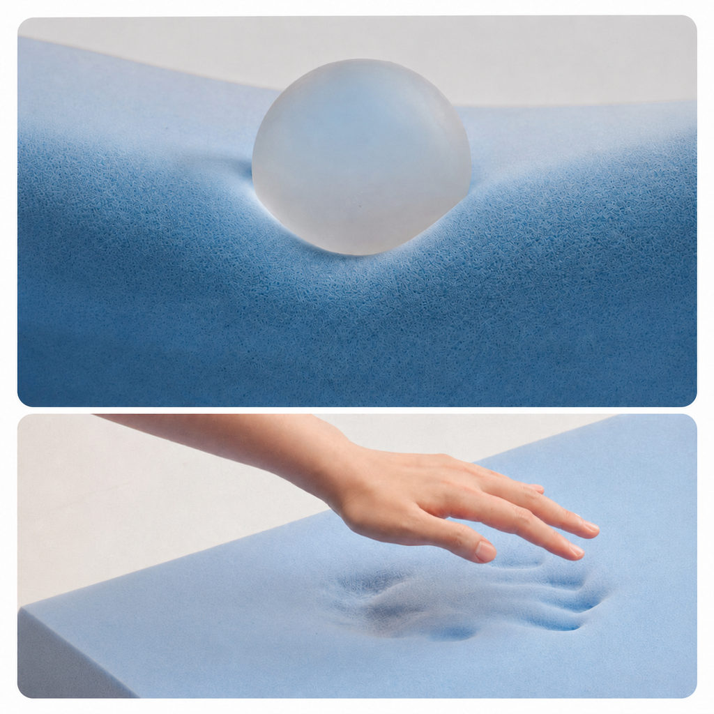 Silk Memory Foam Travel Cervical Pillow for Side Sleeping, Blue/White, Low/High