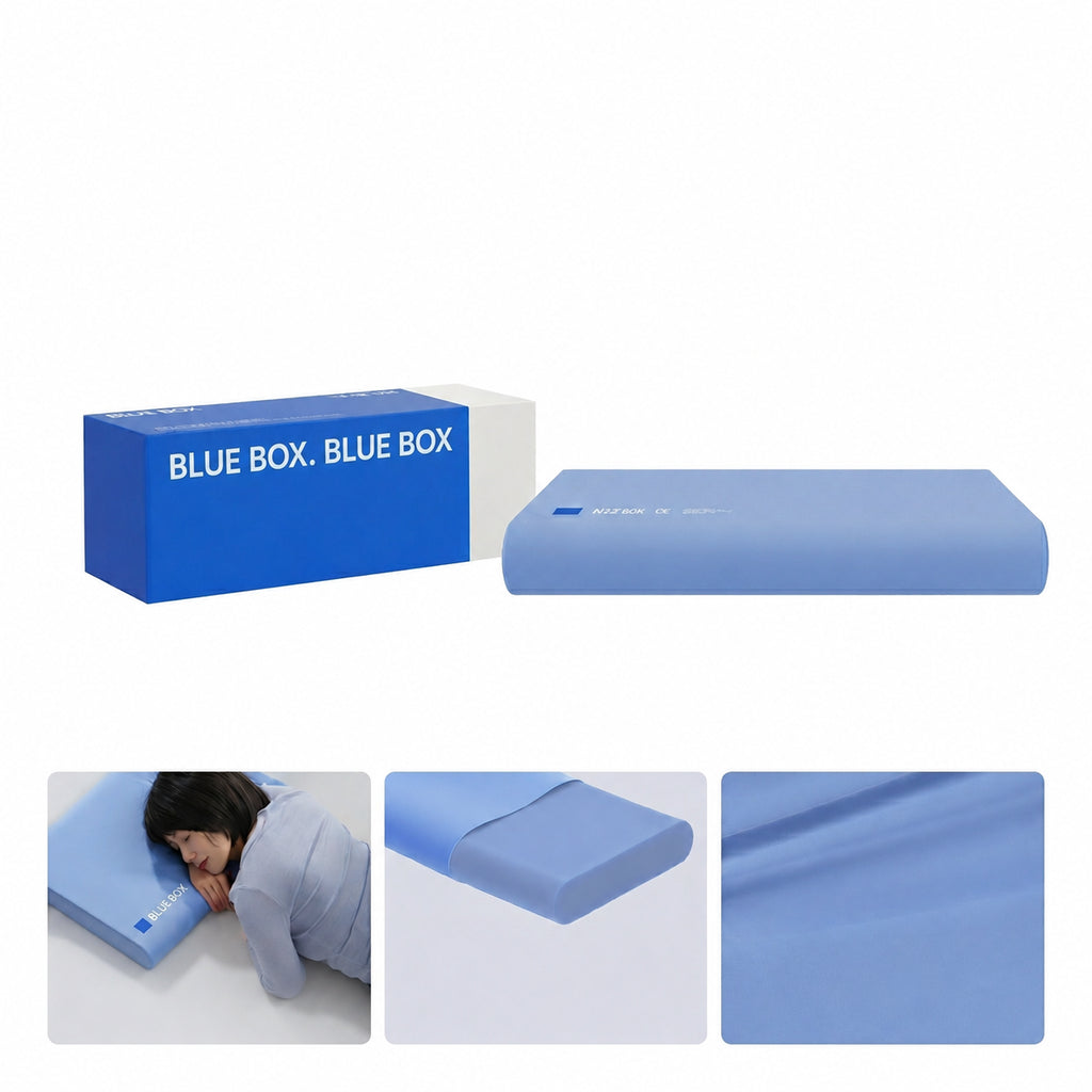 Cooling Memory Foam Cervical Pillow for Sleepers, Blue/White