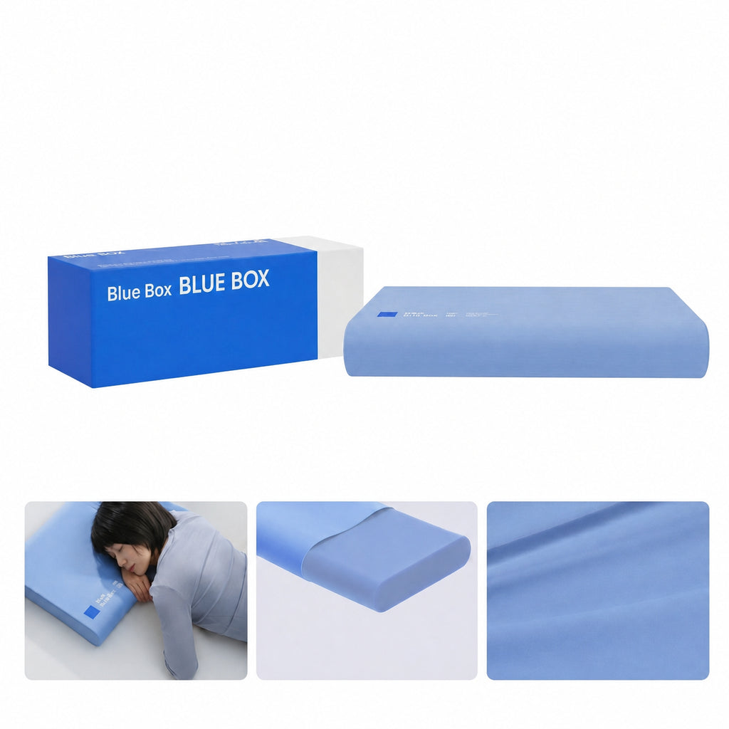 Cooling Memory Foam Cervical Pillow for Sleepers, Blue/White