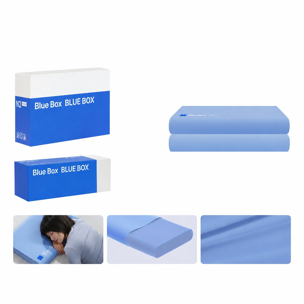 Cooling Memory Foam Cervical Pillow for Sleepers, Blue/White