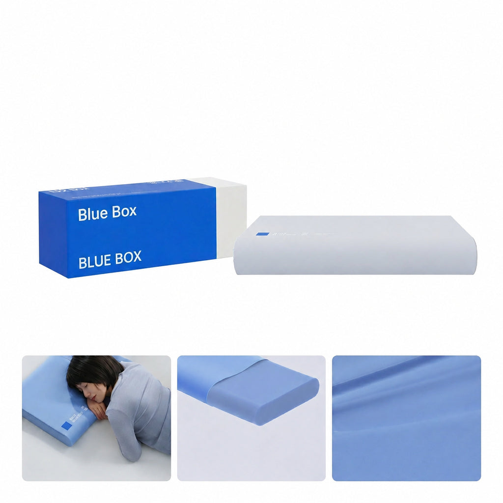 Cooling Memory Foam Cervical Pillow for Sleepers, Blue/White