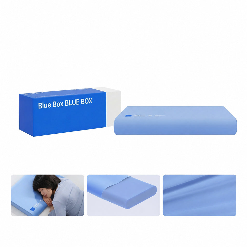 Cooling Memory Foam Cervical Pillow for Sleepers, Blue/White