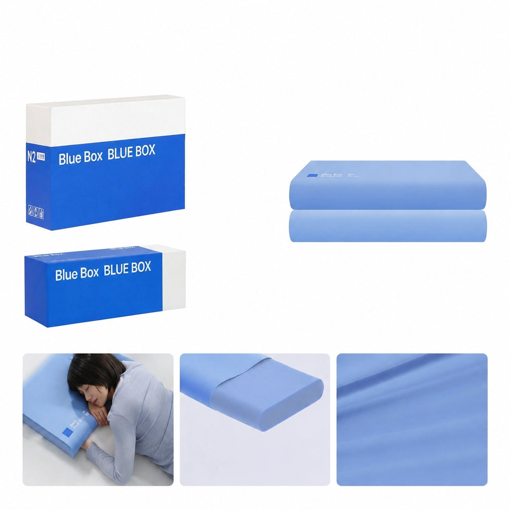 Cooling Memory Foam Cervical Pillow for Sleepers, Blue/White