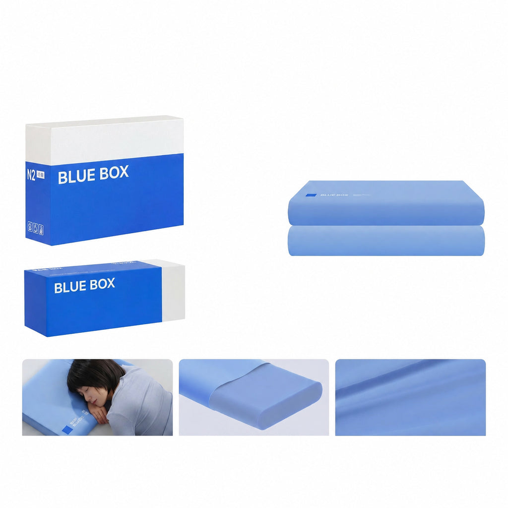 Cooling Memory Foam Cervical Pillow for Sleepers, Blue/White