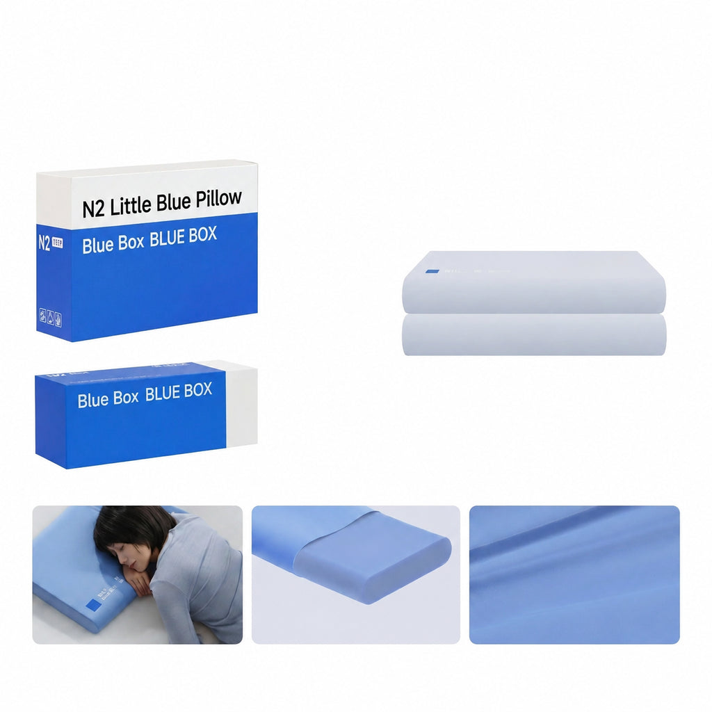 Cooling Memory Foam Cervical Pillow for Sleepers, Blue/White