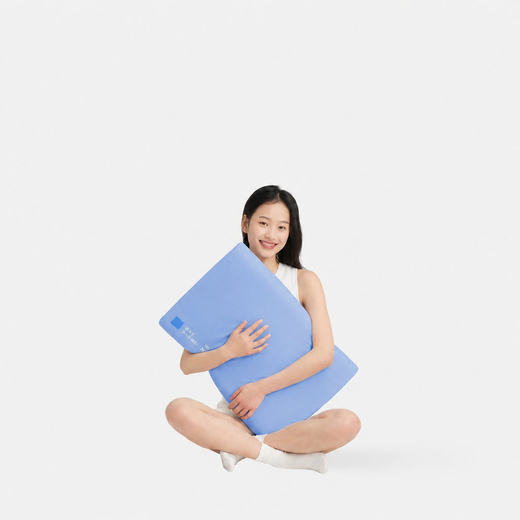 Cooling Memory Foam Cervical Pillow for Sleepers, Blue/White