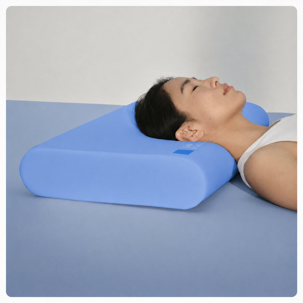 Cooling Memory Foam Cervical Pillow for Sleepers, Blue/White