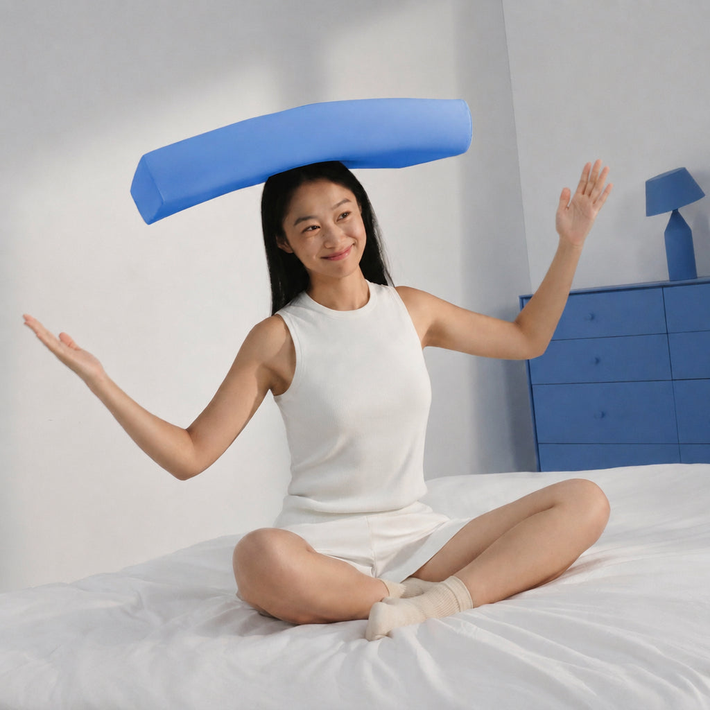Cooling Memory Foam Cervical Pillow for Sleepers, Blue/White