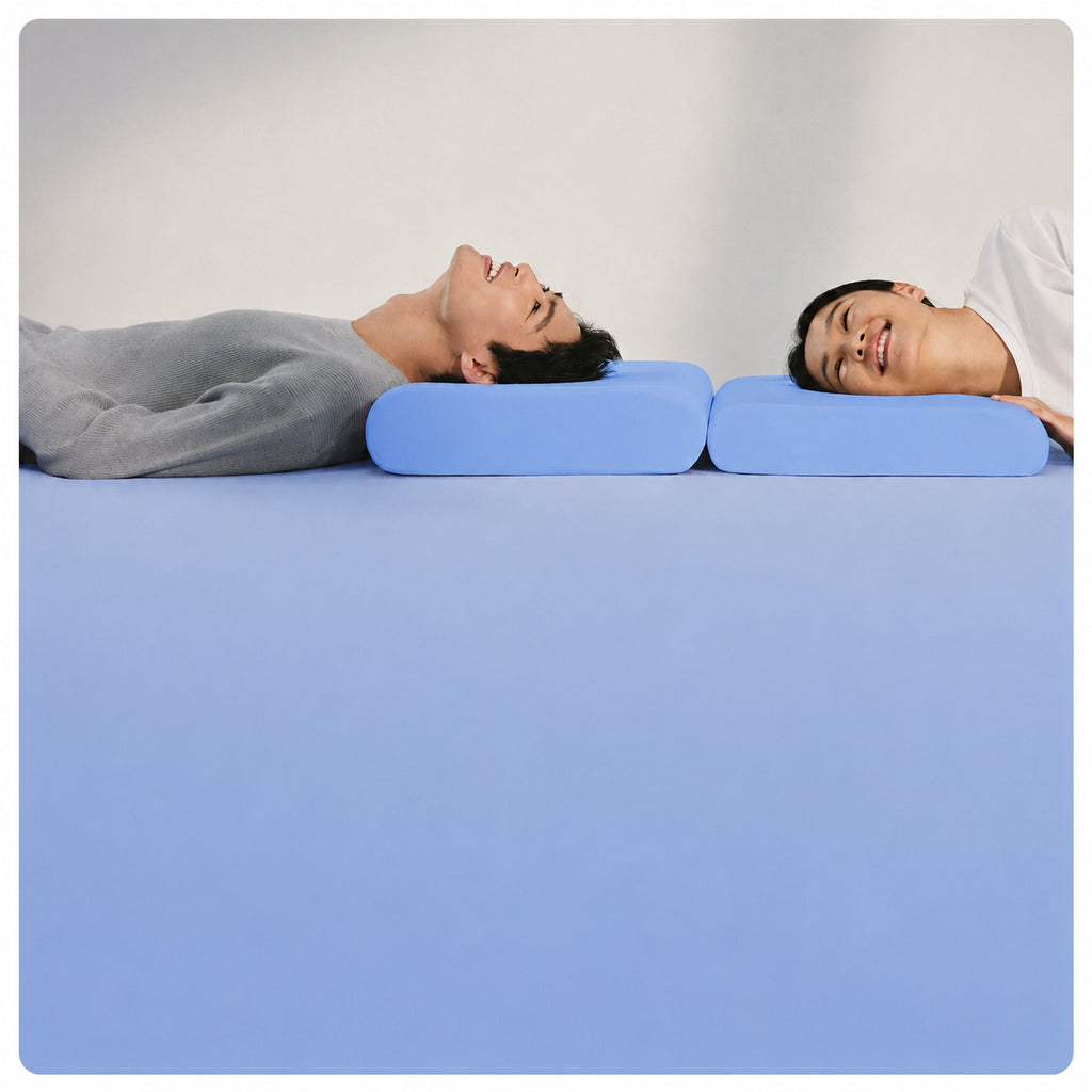 Cooling Memory Foam Cervical Pillow for Sleepers, Blue/White